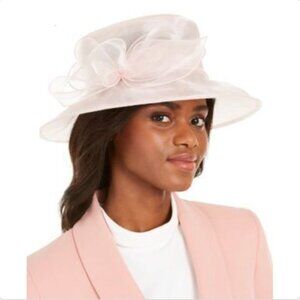 Josette Organza-Big Bow Dressy Light Cloud White Gauzy See-Through OSFM Hat NWT
